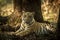 Fine art portrait of Indian wild bengal male tiger or panthera tigris tigris in morning jungle safari or drive at bandhavgarh