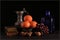 Fine art Still life image of oranges, grapes and nuts