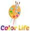 Fine Arts Flat Design Education paint brash Icon. color life for T-shirt