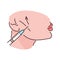 Fine cheekbone correction color line illustration. Hyaluronic injection.