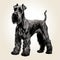 Fine And Detailed Illustration Of A Black Schnauzer Dog