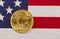 Fine gold Buffalo Coin on USA flag background