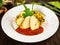 Fine Meat - Corn fed Poularde - Chicken Breast with Curry Rice and Tomato Sauce