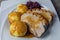 Fine Meat - Pork Roast with Crackle,  potato Dumpling and red cabbage