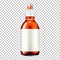 Fine mist spray translucent bottle with clear cap and white blank label on transparent background mockup