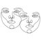 Fine one line drawing abstract two faces. Minimalism art, aesthetic contour. Single line couple portrait. Modern
