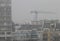 Fine particulate matter air in the city and PM2.5 dust. Cityscape of buildings with bad weather from Fine Particulate Matter. Air