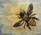 Finely Detailed Quilt With Bumble Bee And Flower