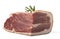 The finest prosciutto with rosemary on white background
