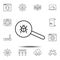 fing bug, magnidier, search icon. Simple thin line, outline vector element of Web Design Development icons set for UI and UX,