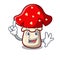 Finger amanita mushroom mascot cartoon