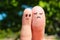 Finger art of couple. man is thin, woman is fat