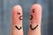 Finger art of a couple during quarrel.