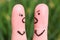 Finger art of a couple during quarrel. The concept of a man and woman yelling at each other