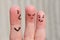 Finger art of family during quarrel.