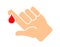 Finger with blood drop vector icon