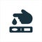 Finger Blood Test Silhouette Icon. Blood Sugar Analysis Pictogram. Research of Level Glucose Glyph Icon. Tests of