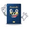 Finger blue passport isolated with the cartoons