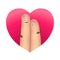 Finger couple in red heart