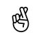 Finger crossed linear icon .