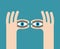 Finger eye. binoculars hand gesture. Vector illustration
