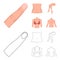 Finger, female feet, female, bust. Part of the body set collection icons in cartoon,outline style vector symbol stock