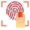 Finger and fingerprint flat icon. Print scanner color icons in trendy flat style. Biometric protection gradient style