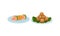 Finger Foods with Savory Mini Roll and Meat Balls as Small Portion of Food Vector Set