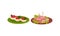 Finger Foods with Stuffed Eggs and Creamy Stuffing Wrapped in Ham Slice as Small Portion of Food Vector Set