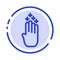 Finger, Four, Gesture, Down Blue Dotted Line Line Icon