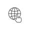 finger on the globe outline icon. Element of logistic icon for mobile concept and web apps. Thin line finger on the globe outline