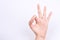 Finger hand symbols the concept hand gesturing sign ok okay agree on white background