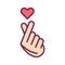 Finger Heart line color icon. Music record K-POP concept. Korean culture