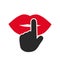 Finger on lip. Quiet, please. Keep silence symbol. Keep quiet sign â€“ vector