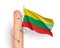Finger with Lithuania waving flag