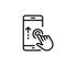 Finger Move Gesture Line on Touch Screen in Cellphone Icon. Hand Swipe on Smartphone Linear Pictogram. Action on Mobile