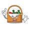 Finger picnic basket mascot cartoon