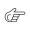 Finger pointing aside vector icon. Direction.