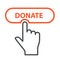 Finger press Donate button - charity and crowdfunding icon