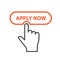 Finger pressing button Apply Now - job placement and file an application