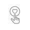 Finger pressing donate button line icon Voluntary and donation concept