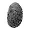 Finger print silhouette. Black thumb fingerprint id icon on white background. Touch security for screen display JPG