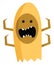 Finger-shaped yellow monster with fang teeth vector or color illustration