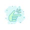 Finger snap icon in comic style. Fingers expression vector cartoon illustration pictogram. Snap gesture business concept splash