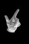 Finger Spelling the Alphabet in American Sign Language ASL. The Letter L. female hand gesture on black background