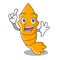 Finger steamed fresh raw shrimp on mascot cartoon