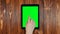 A Finger Swipes On a Tablet Green Screen. Double Swipe Down Gesture.