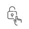 Finger tapping on lock. Fingerprint access. Pixel perfect icon