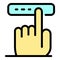 Finger touching button icon color outline vector