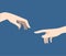 Finger touching hand creation classic art Adam flat vector